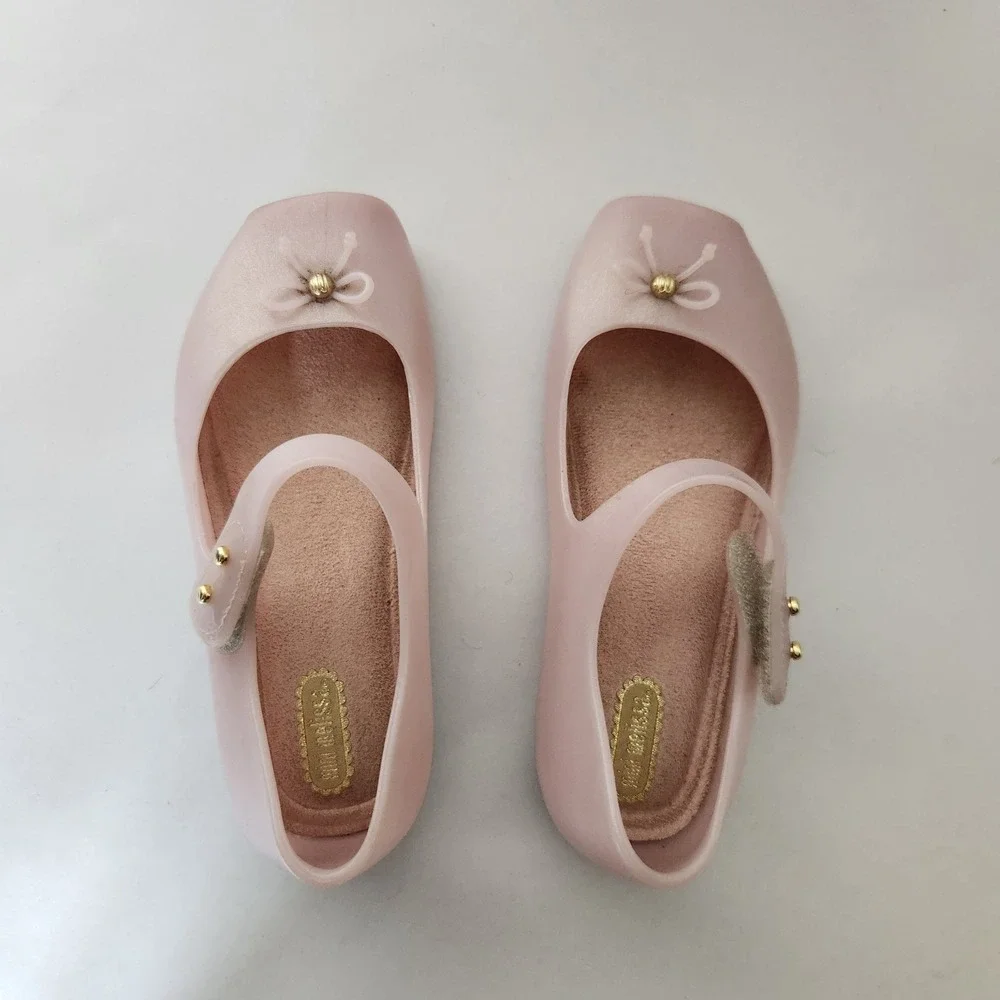 Mini Melissa Sweet Love Pink Pearlescent Jelly Mary Jane Flats Kids Size 10